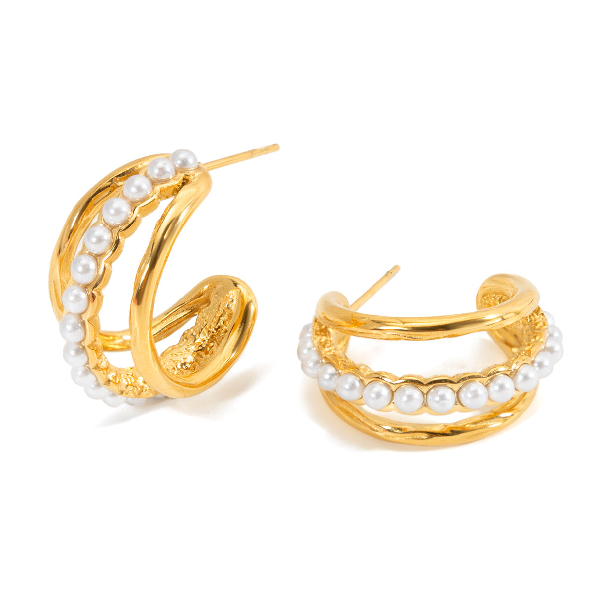 Pendientes de Acero Inoxidable Geométricos con Acabado Chapado para Mujer Joyería Minimalista Elegante para la Oreja