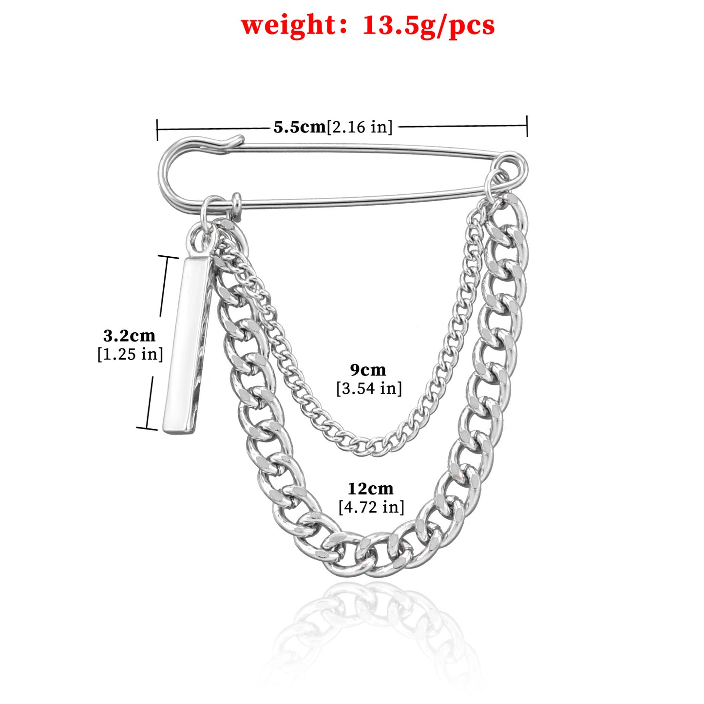 Geometric Alloy Chain Brooch for Men and Women - Plated Streetwear Fashion Jewelry - Kawaii Minimalist Style