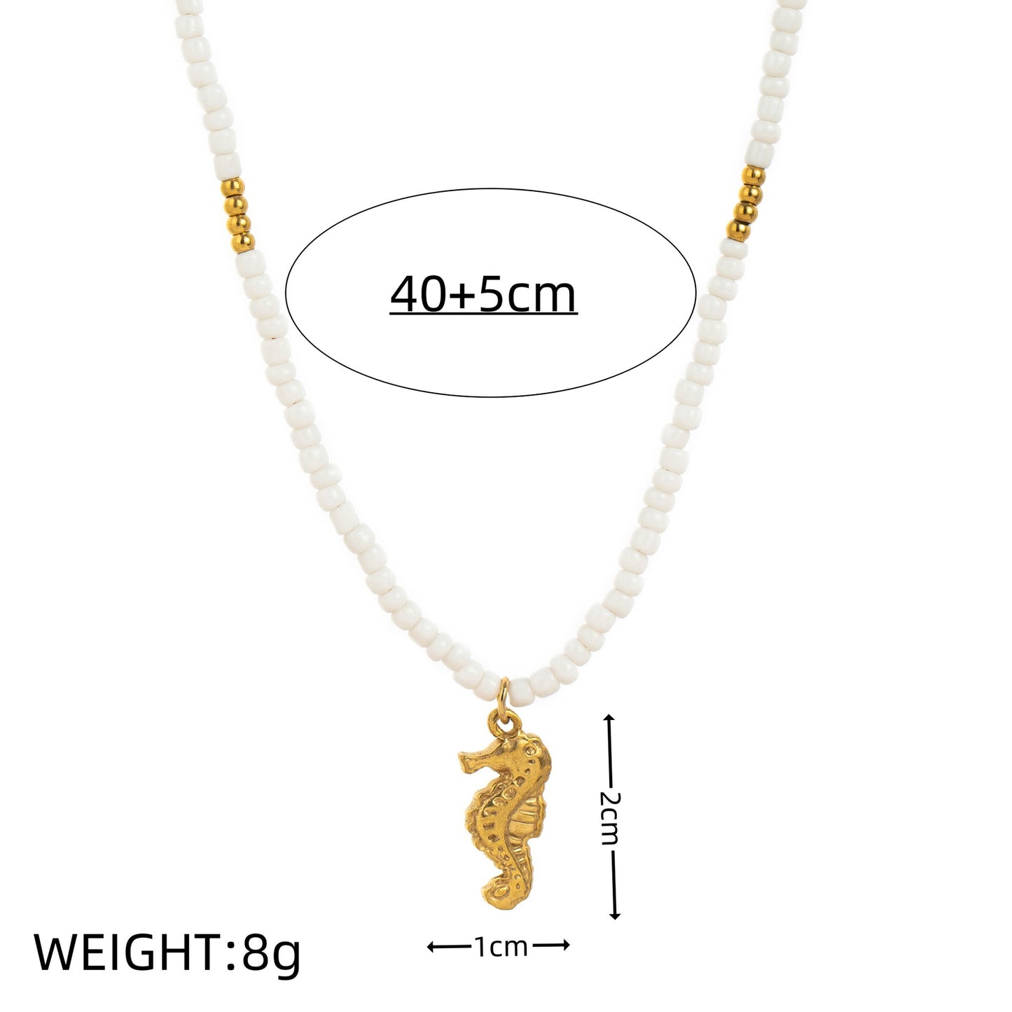 Collar Minimalista de Concha Marina y Caballito de Mar en Acero Inoxidable con Enchapado al Vacío de Oro de 18K para Uso Unisex