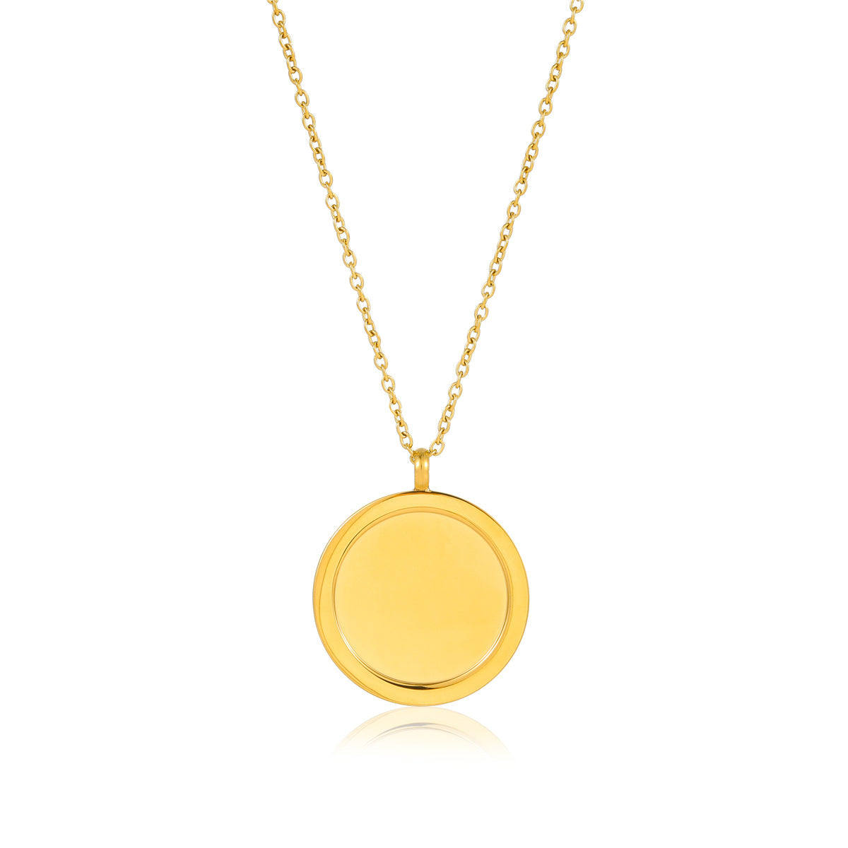Collar colgante de acero inoxidable redondo chapado en oro de 18 quilates elegante y minimalista para mujer, barra de dijes DIY