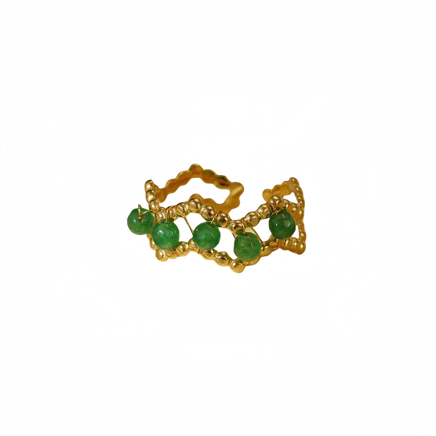 Anillo minimalista de acero de titanio geométrico para mujer con acabado chapado y cuentas de piedra natural