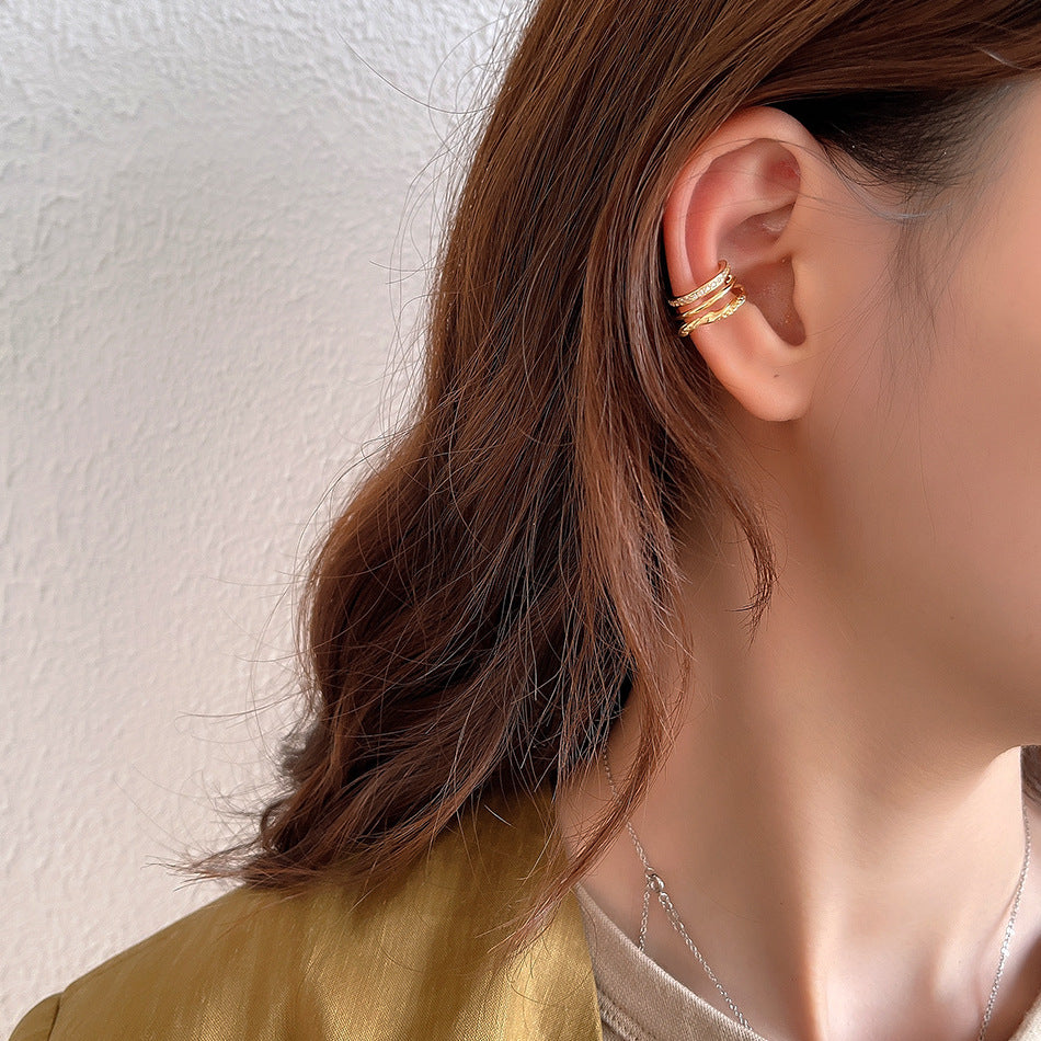 Pendientes Minimalistas de Plata de Ley 925 Trenzados con Textura de Triple Aro para Mujer