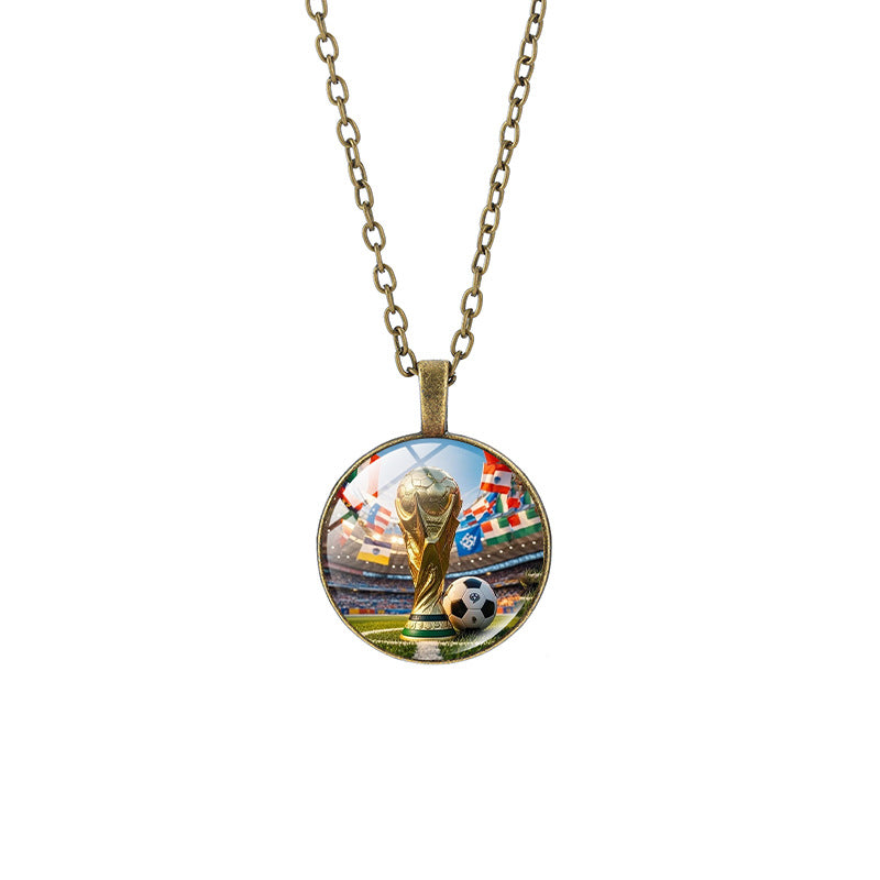 Vintage Sporty Geometric Alloy Pendant Necklace with Crystal Charm for Unisex