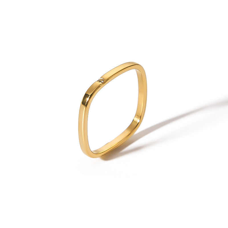 Minimalist Geometric Stainless Steel Ring with Plated Finish for Women