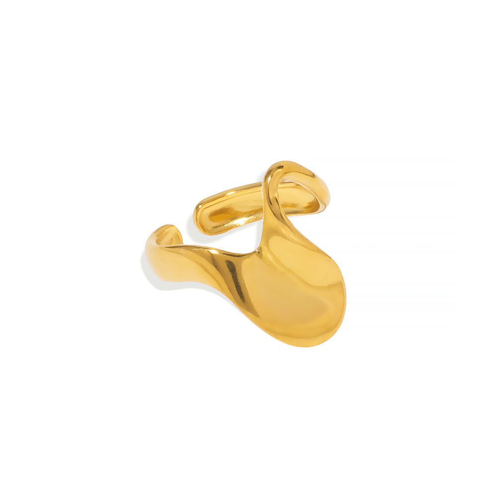 Anello in Acciaio Inox a Torsione Geometrica con Superficie Testurizzata per Gioielli di Moda Unisex Ipoallergenici