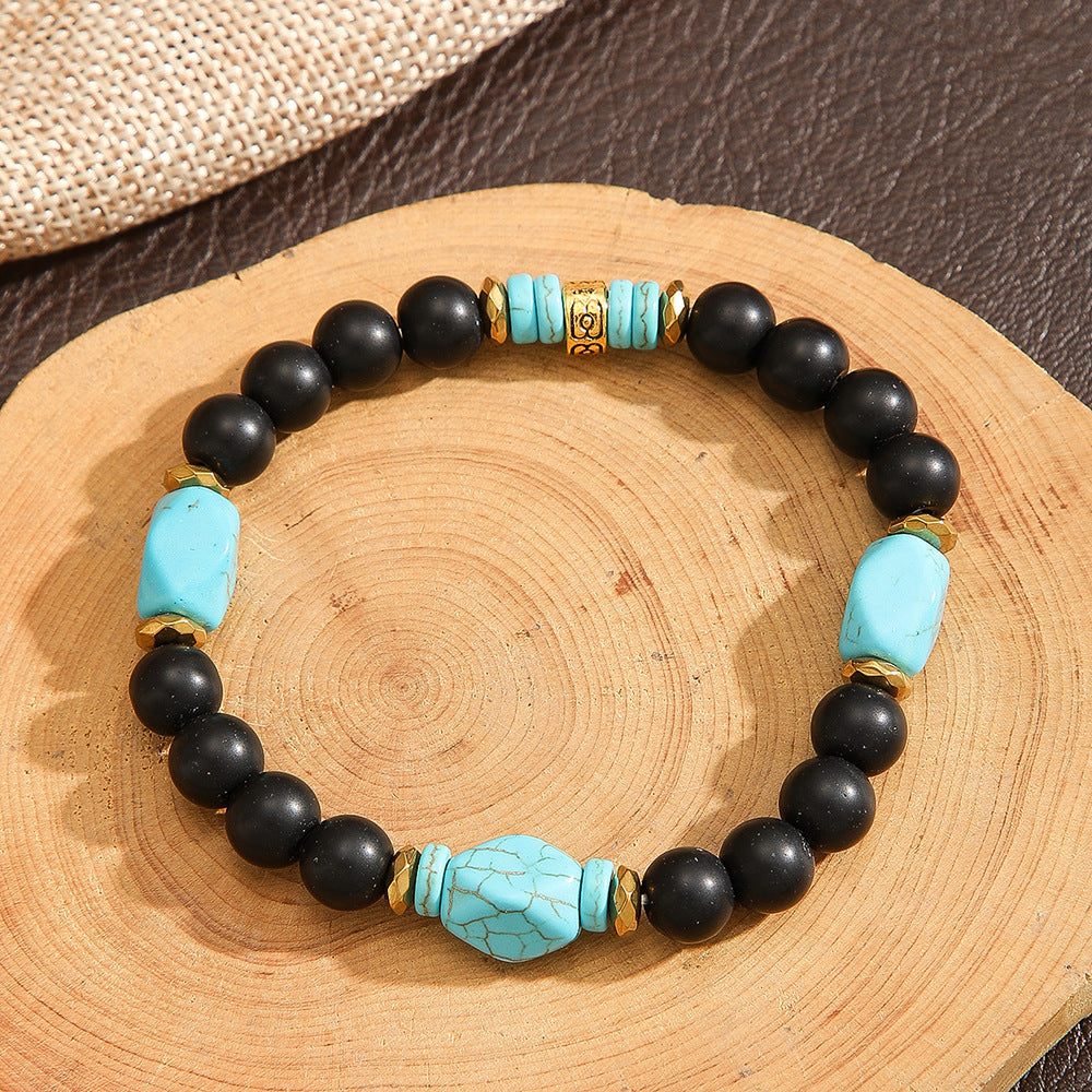 Bohemian Ethnic Geometric Wood Turquoise Bracelet for Unisex