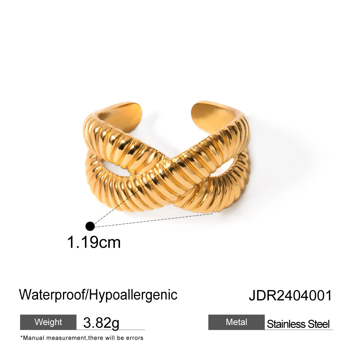 Geometric Plated Stainless Steel Ring for Women