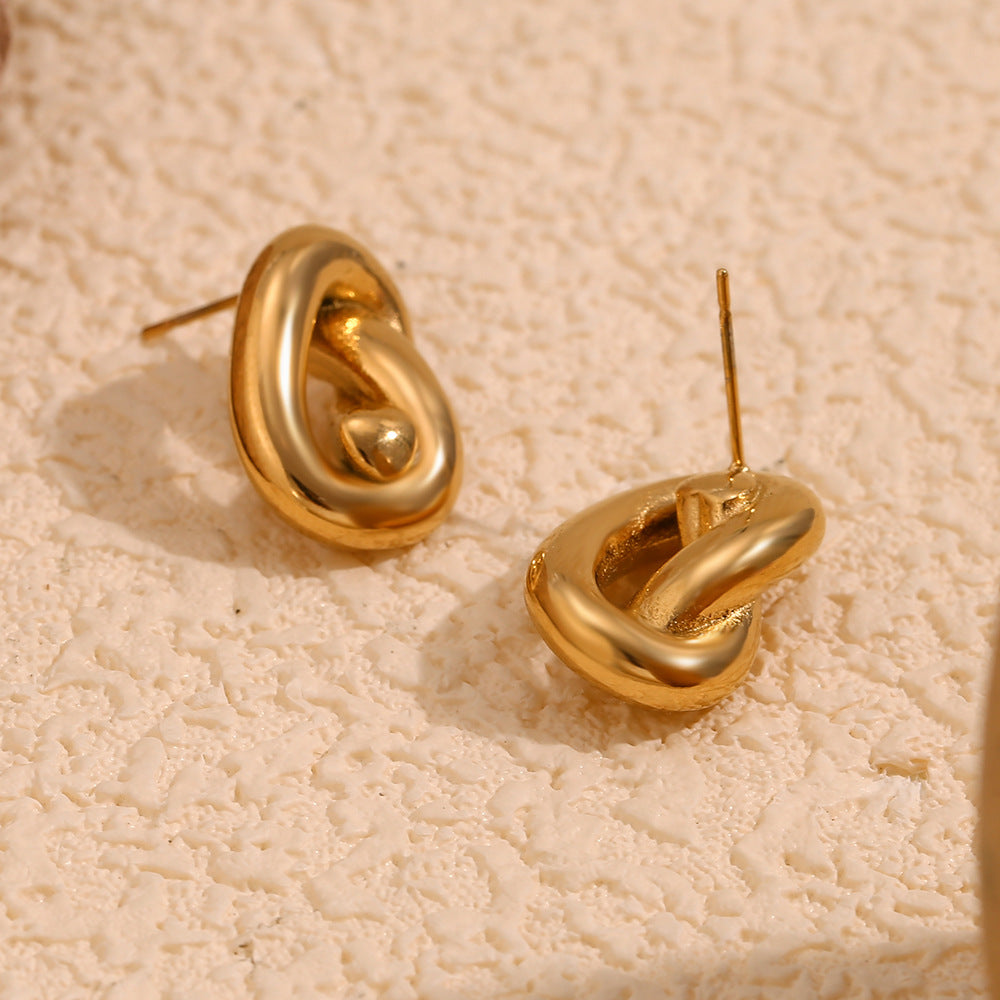 Orecchini a perno geometrici minimalisti in acciaio inossidabile placcati oro 18 carati da donna