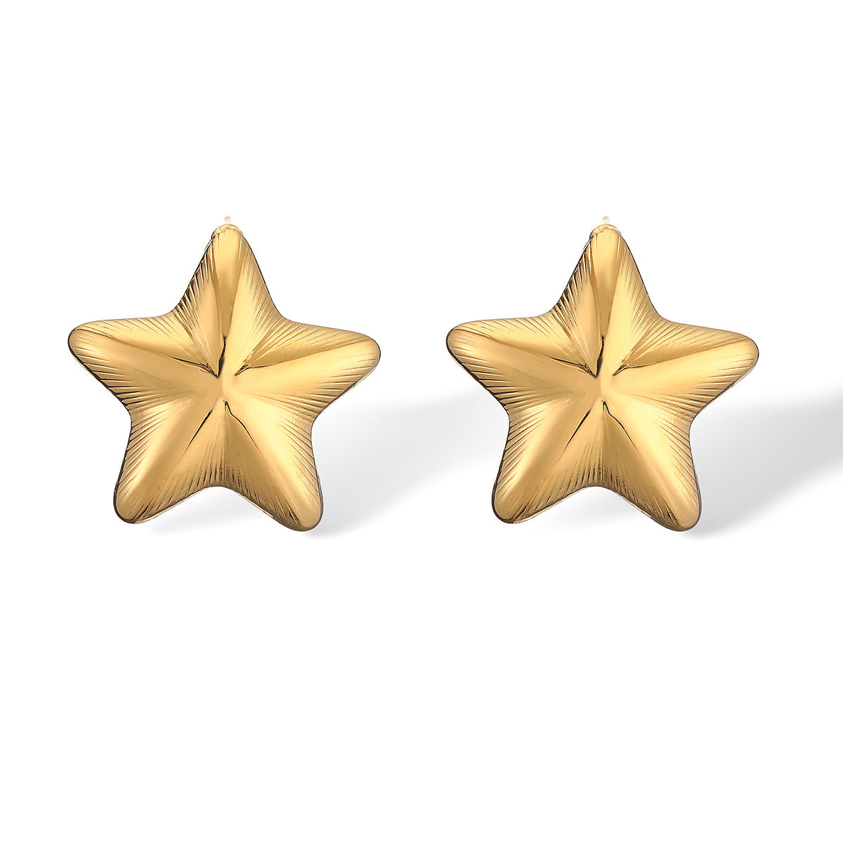 Orecchini a perno a stella geometrici minimalisti in acciaio inossidabile con placcatura in oro 18 carati da donna