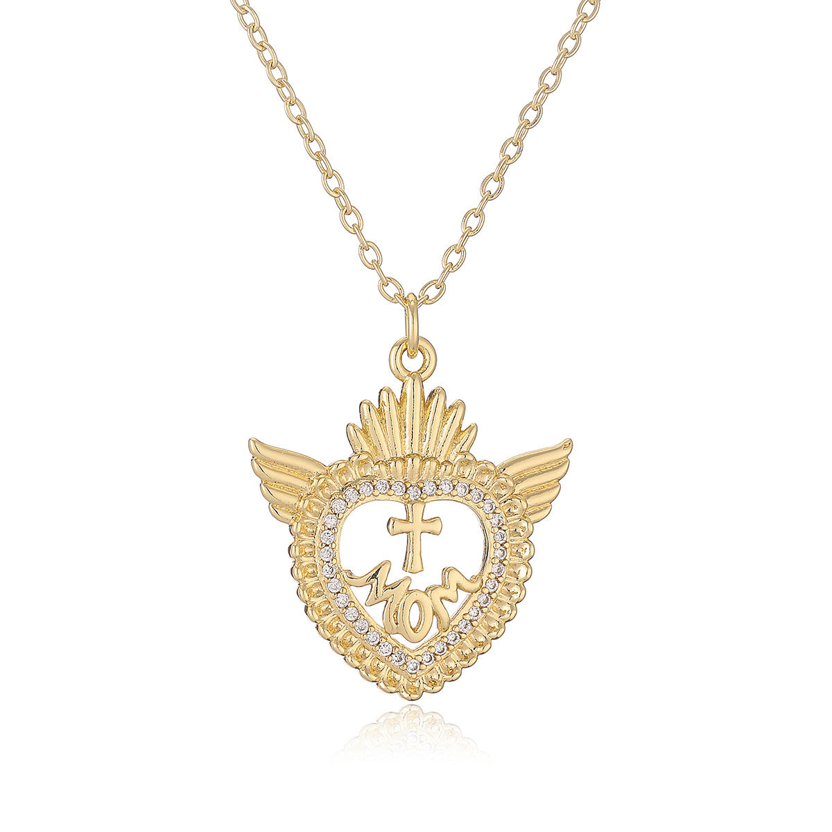 Minimalist Heart-Shaped Copper Pendant Necklace with Real Gold Plating and Zircon Accents for Women