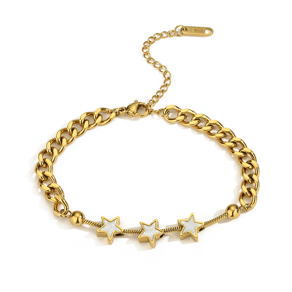 Minimalist Geometric Star Titanium Steel Plated Bracelet for Women with Elegant Retro Touch