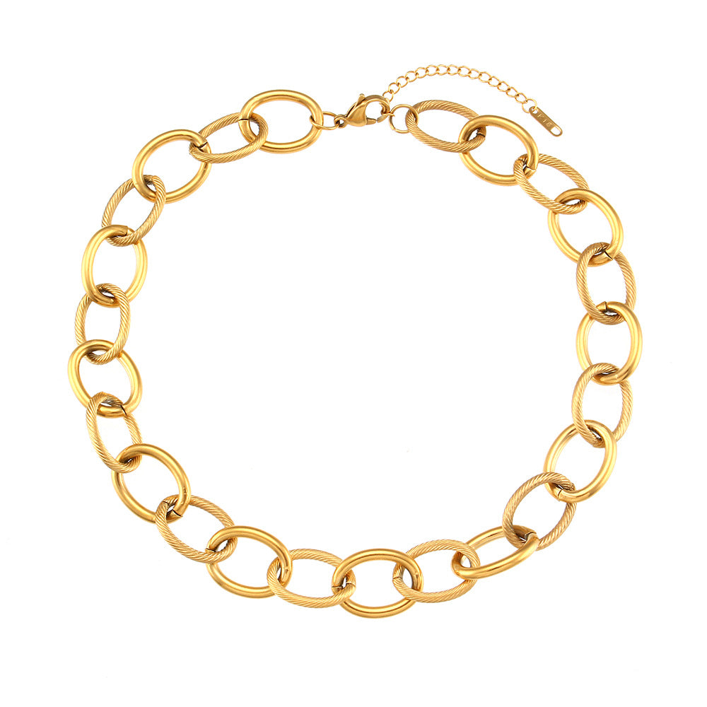 Collana da donna a catena cubana placcata in acciaio inossidabile, geometrica minimalista