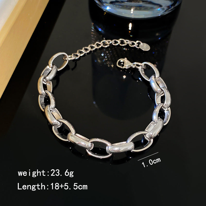 Hollow Chunky Chain Spliced Titanium Steel Bracelet Plated Unisex