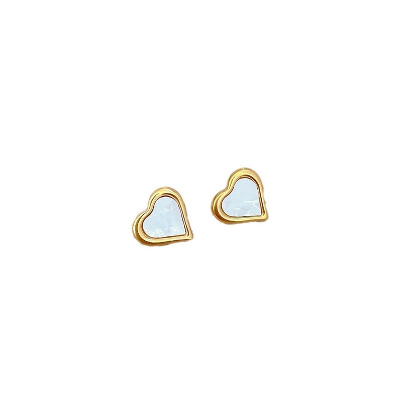 Minimalist Heart-Shaped Titanium Steel Stud Earrings with Plated Finish for Women
