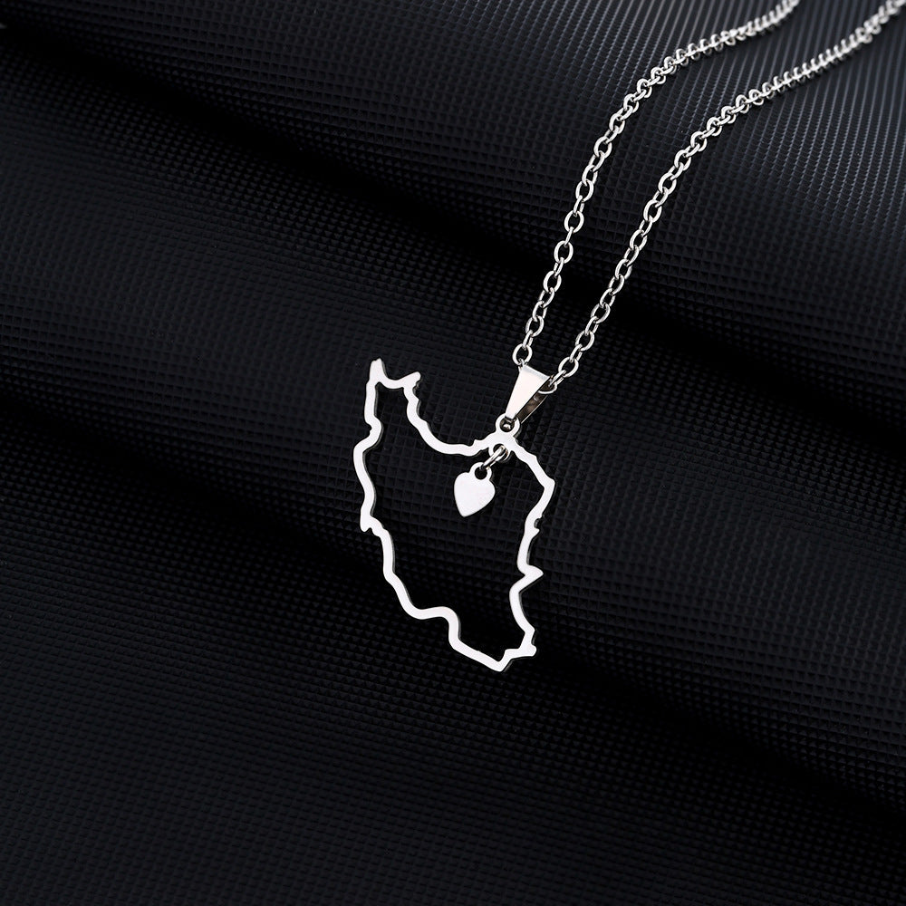 Collana con ciondolo a cuore in acciaio inossidabile, con charm in acciaio al titanio, finitura galvanizzata, catena O, accessorio moda unisex