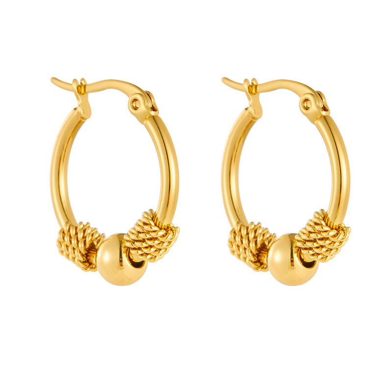 Vintage Minimalist Plated Stainless Steel Geometric Round Earrings