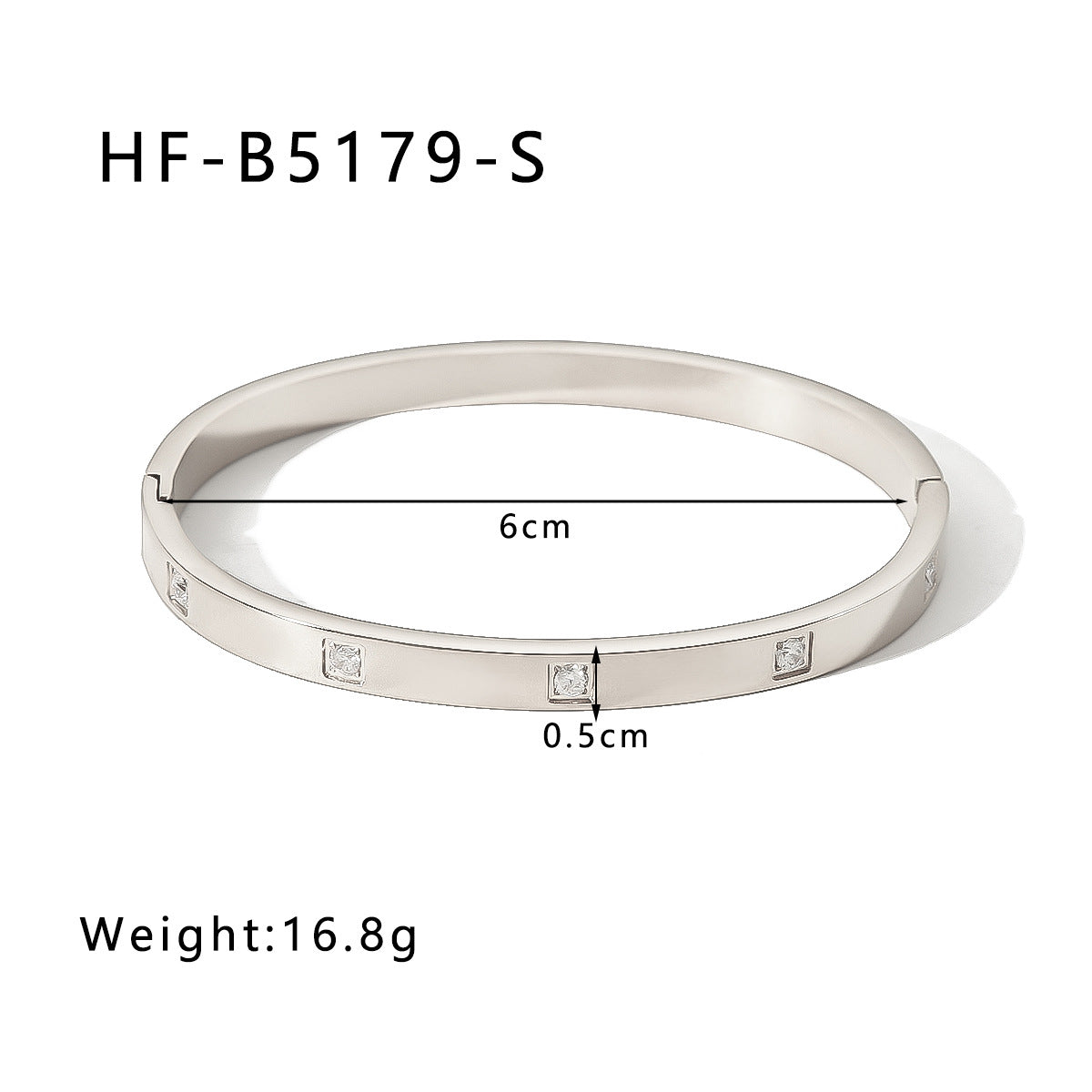 Minimalist Square Geometric Stainless Steel Cuff Bracelet with White Zircon Inlay for Women