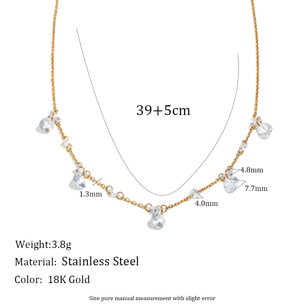 Collar de borla de circonitas de oro de 18 quilates chapado en acero inoxidable geométrico minimalista para mujer