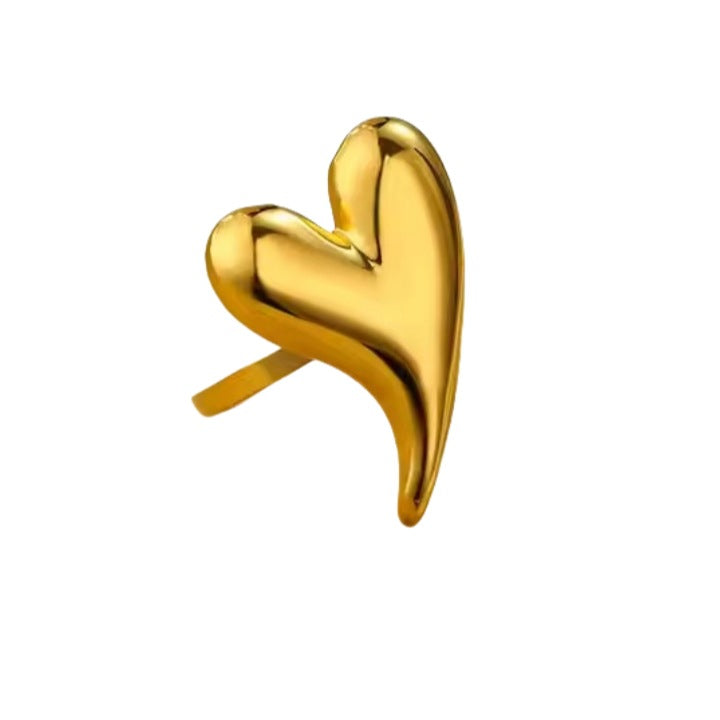 Anillo de acero inoxidable con forma de corazón estilo OL de moda para mujer con acabado chapado