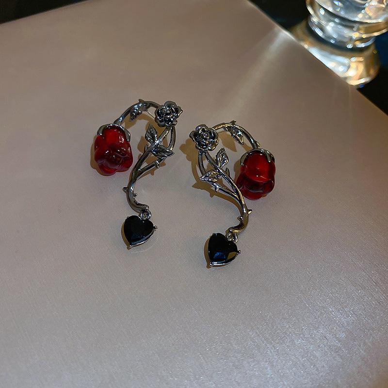 Sweet and Edgy Heart-Shaped Alloy Earrings with Gold Plating for Women