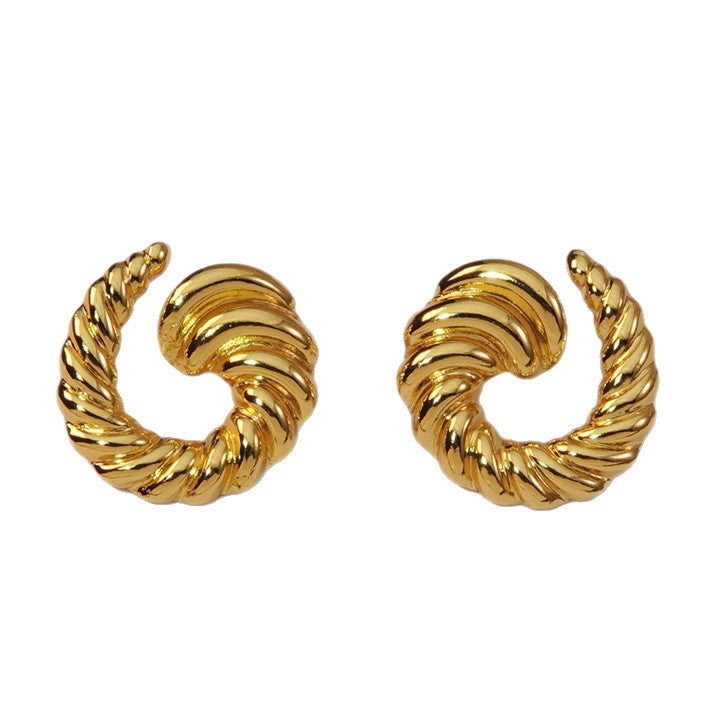 Minimalist Geometric Irregular Spiral Stainless Steel Earrings