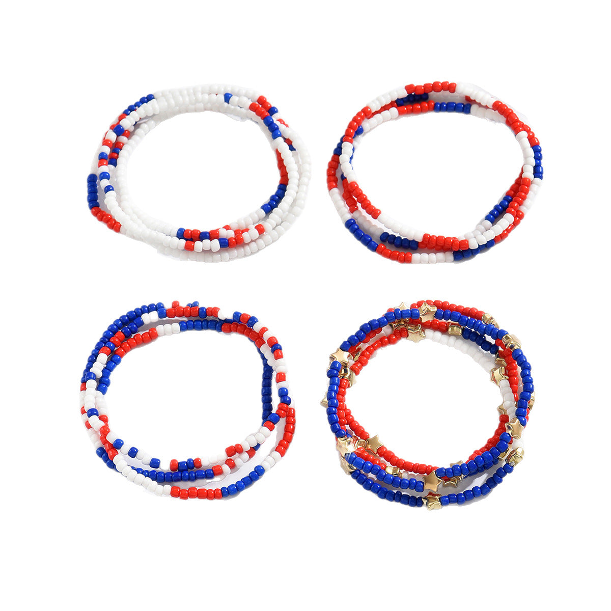 Casual Unisex Glass Beaded Bracelet Set with Star and Heart Charms