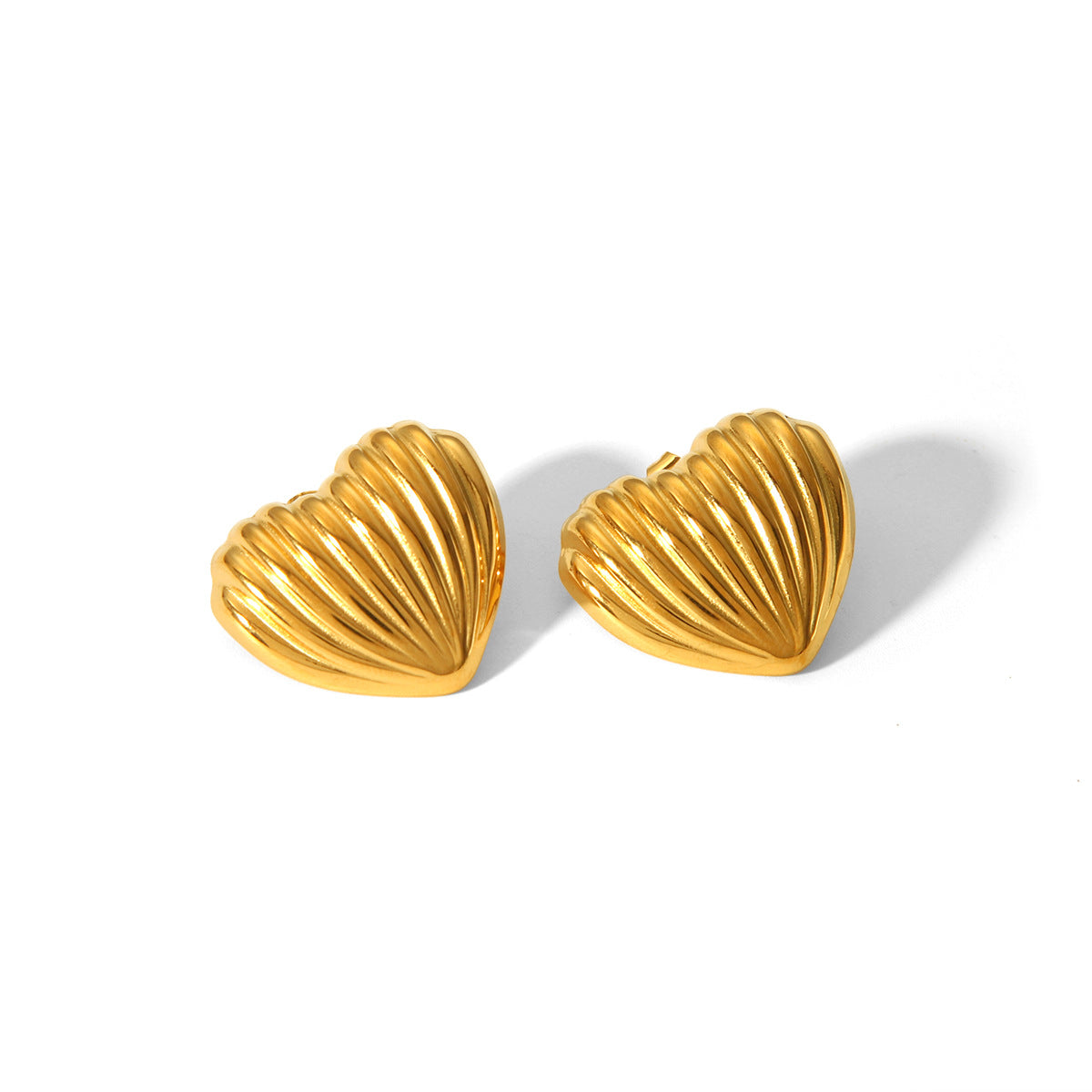 Trendy 18K Gold Plated Stainless Steel Heart Shaped Geometric Earrings for Women