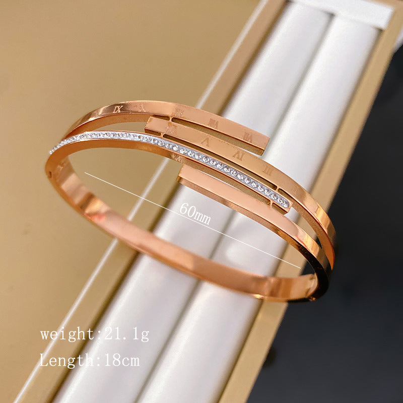 Vintage Titanium Steel Cross Roman Numeral Bracelet Plated Finish