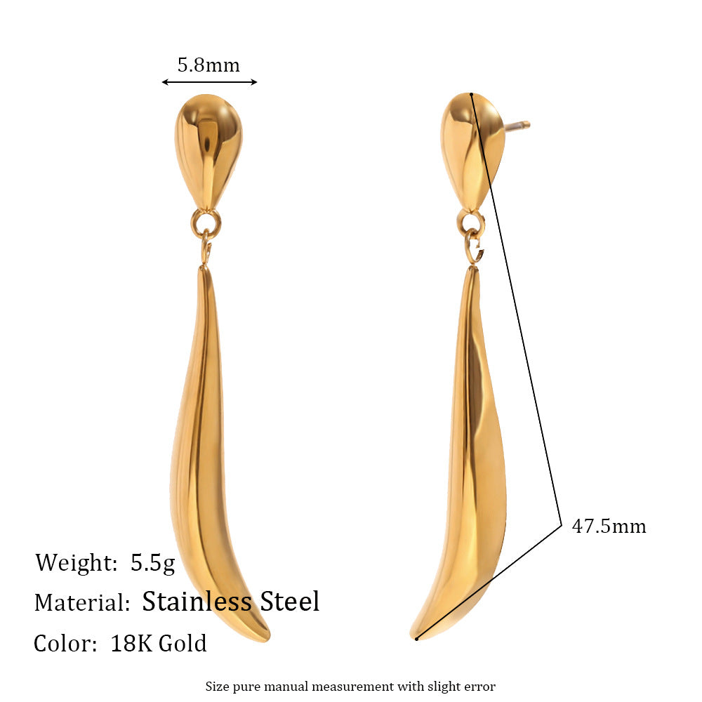 Geometric Irregular Fashion Earrings in Stainless Steel with 18K Gold Plating Featuring Spiral Seashell Design and Simulated Pearl Accents