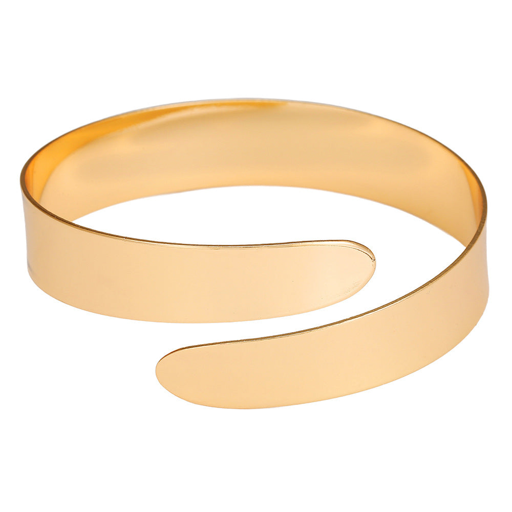 Punk Hip-hop Minimalist Leaf Wave Geometric Hollow Open Cuff Bracelet Alloy Plated for Women and Men