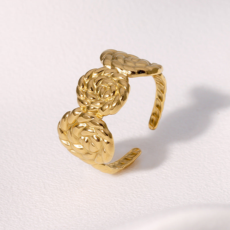 Anello aperto a fiore geometrico minimalista in acciaio inossidabile placcato oro 18 carati, gioielli da donna