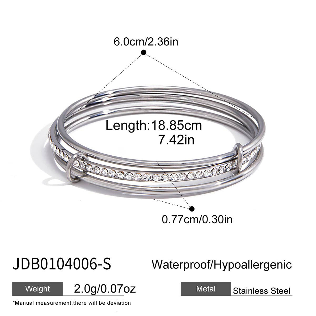 Elegant Round Geometric Stainless Steel Plated Cubic Zirconia Bracelet for Women