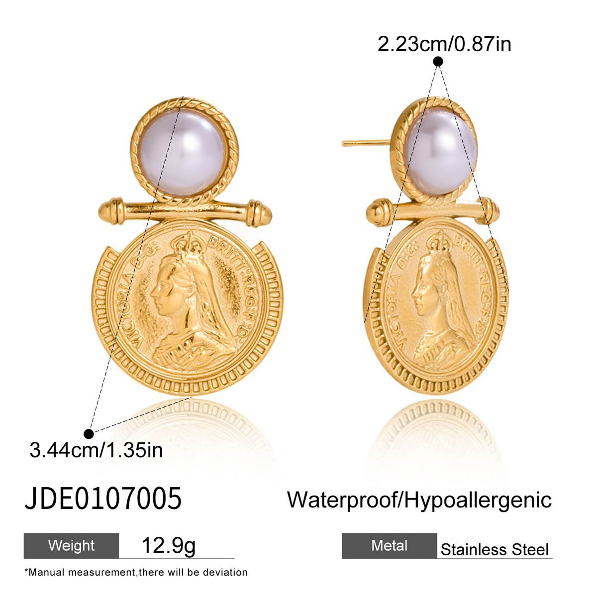 Collana con Pendente Geometrico a Angelo da Donna in Acciaio al Titanio con Intarsi in Resina e Perle, Catena a Colletto in Acciaio Inossidabile Galvanizzato