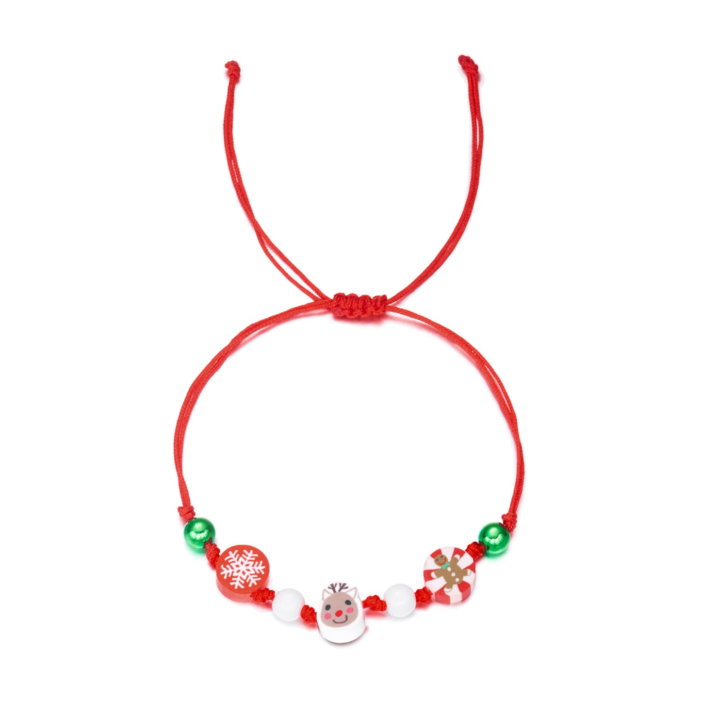 Fashionable Christmas-Themed Polymer Clay Bracelet for Women Featuring Santa Claus Snowman and Snowflake Charms Handmade for Holiday Gifting