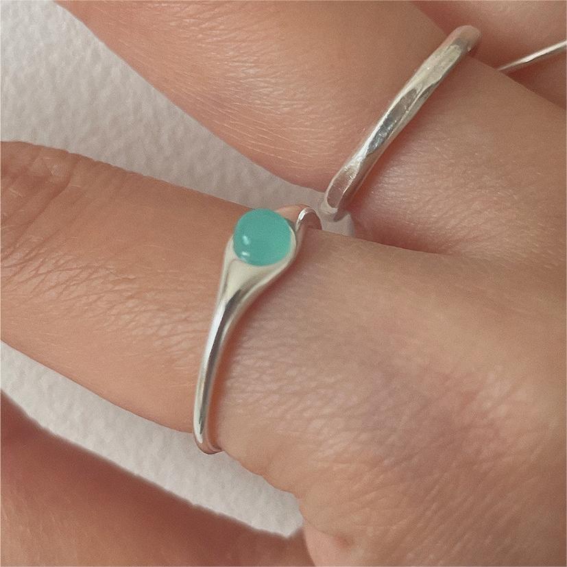 Minimalist Heart-Shaped 925 Sterling Silver Ring with Beveled Square Accent for Women