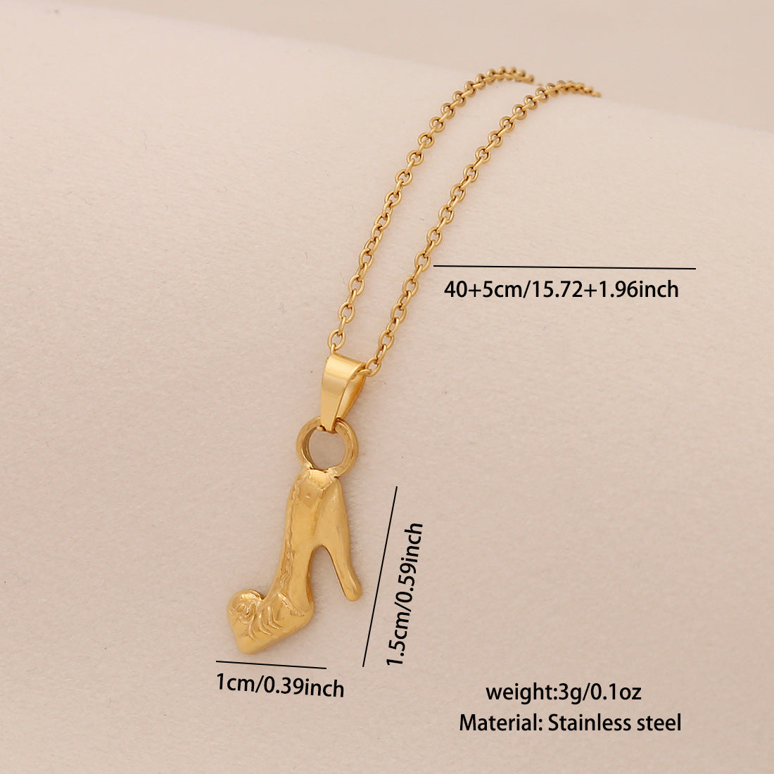 Collana con pendente a forma di stivale, in stile personalità, in acciaio inossidabile con finitura placcata per donna