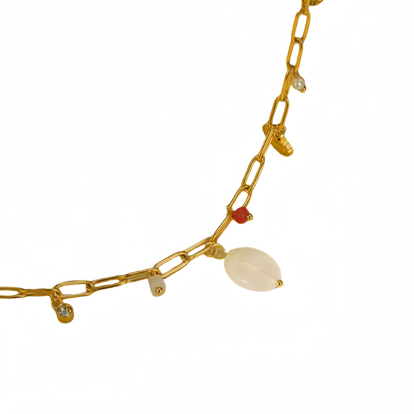 Fashionable Heart-Shaped Titanium Steel Necklace for Women with Natural Pearl Accents and Electroplated Finish