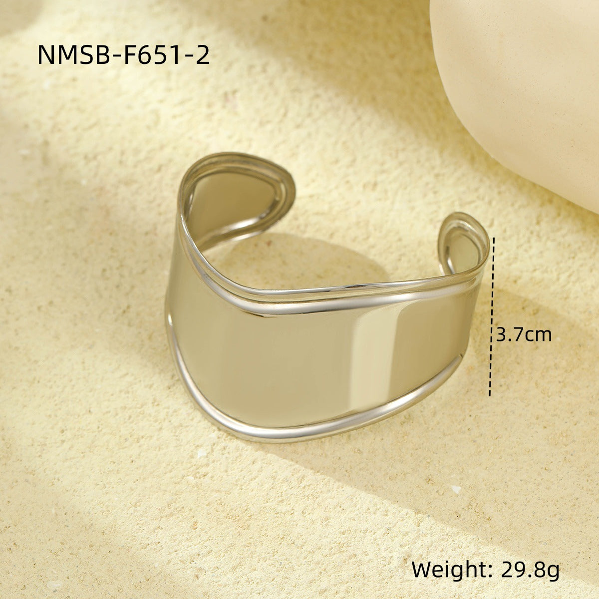 Minimalist Geometric Stainless Steel Wide Cuff Bracelet for Women with Plated Finish