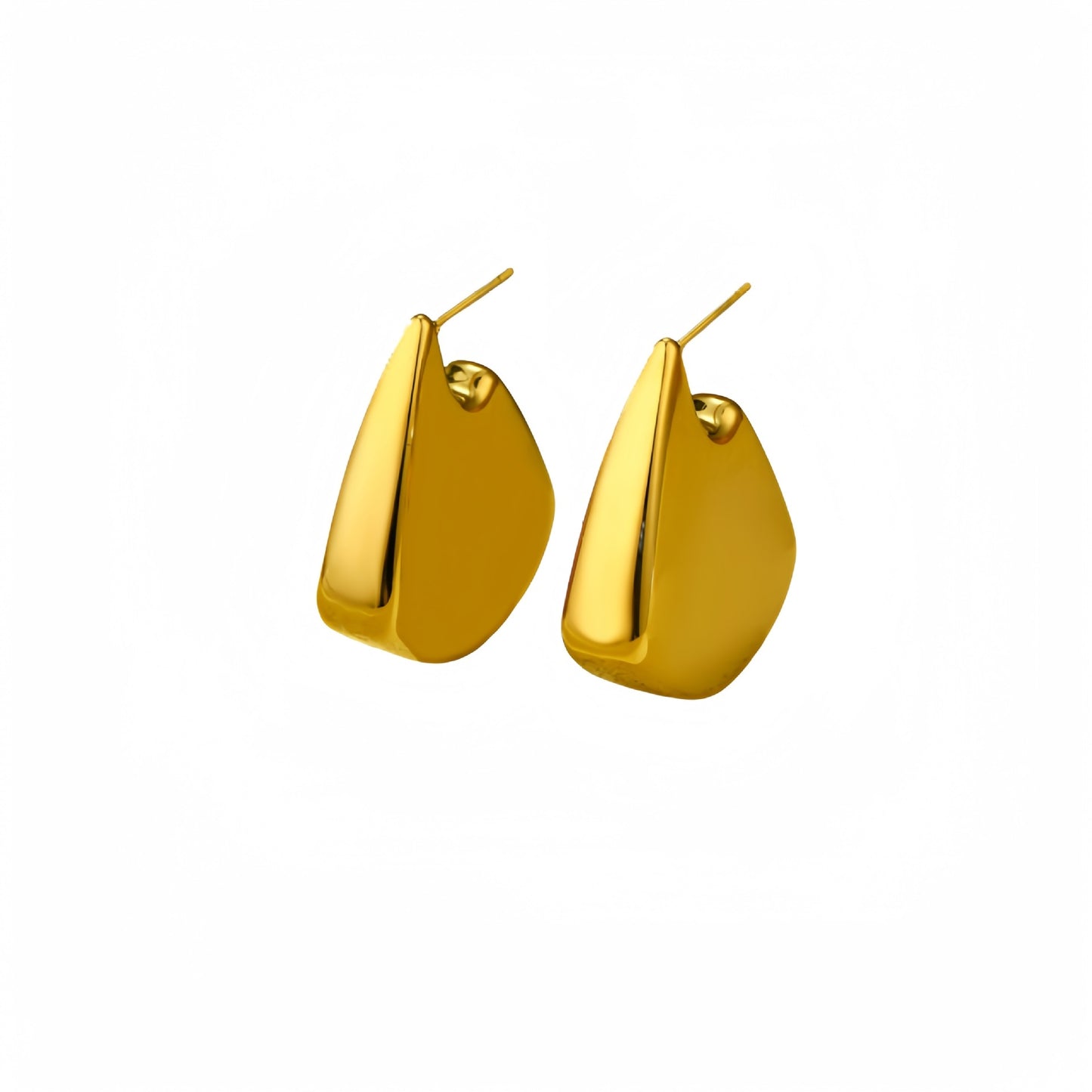 Orecchini da donna eleganti vintage geometrici in acciaio inossidabile placcati oro a forma di pinna irregolare