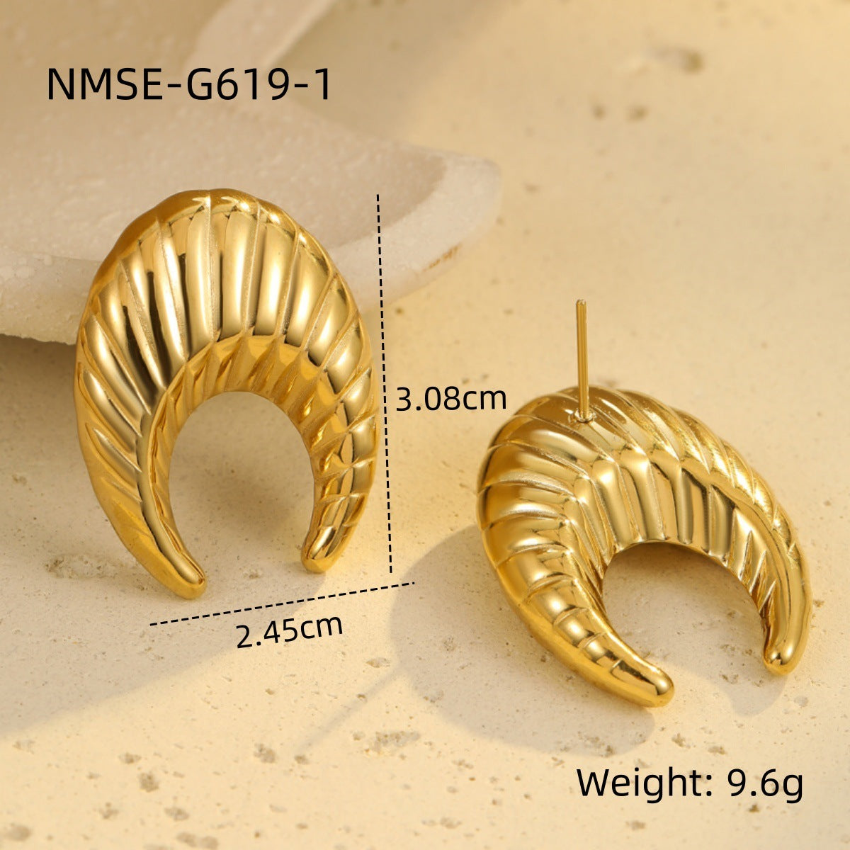 Orecchini da donna in acciaio inossidabile a forma geometrica vuota, stile vintage, placcati oro 18 carati