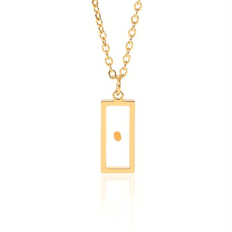 Natural Style Rectangular Dried Flower Wish Seed Time Gem Necklace for Women with Stainless Steel Chain and Titanium Steel Pendant
