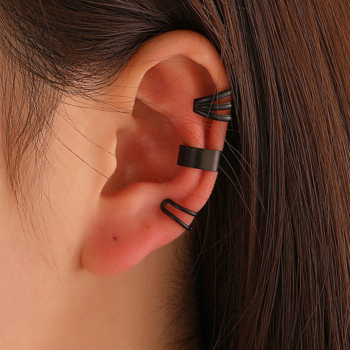 Conjunto de pendientes de clip de aleación con forma de hoja recortada en C vintage para mujer
