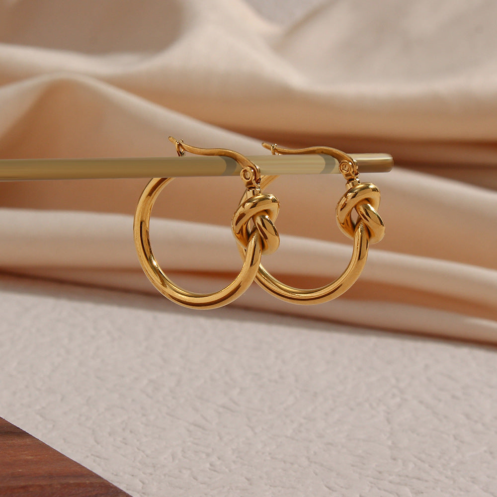 Geometric Fashion-Forward Stainless Steel Hoop Earrings with Gold Plating for Women