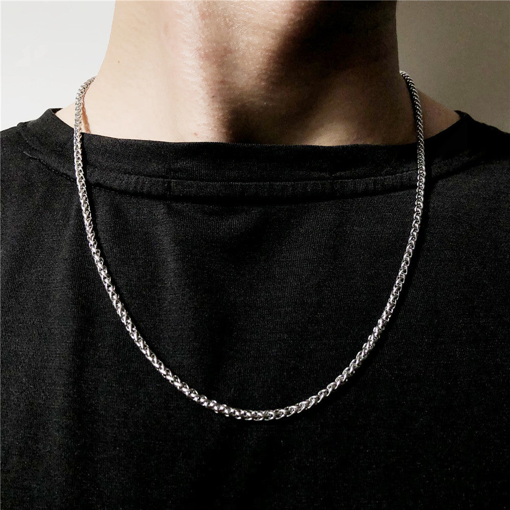Hip-hop Minimalist Geometric Titanium Steel Singapore Chain Necklace Unisex