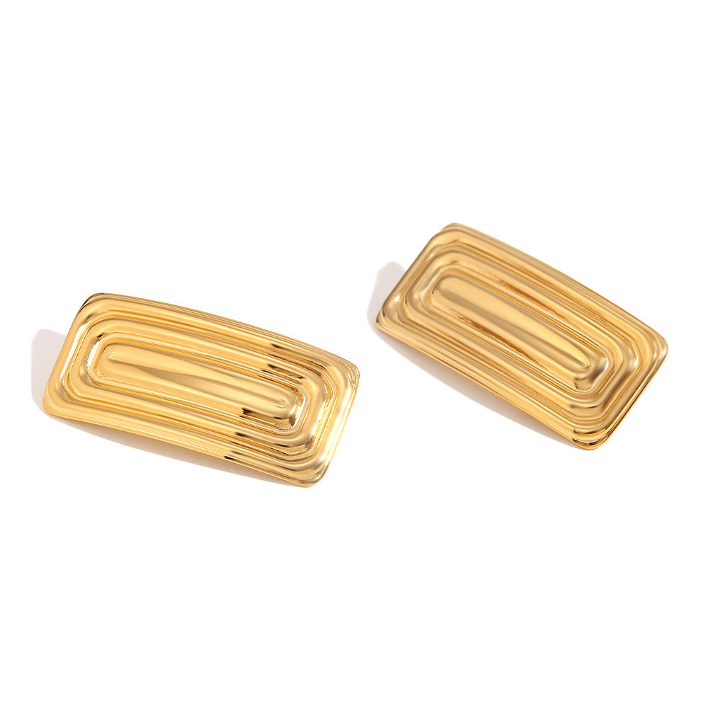 Pendientes Geométricos Minimalistas de Acero Inoxidable con Baño de Oro de 18K para Mujer