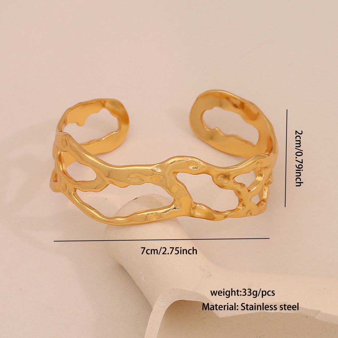 Bold Floral Stainless Steel Bracelet with Plated Finish for Women