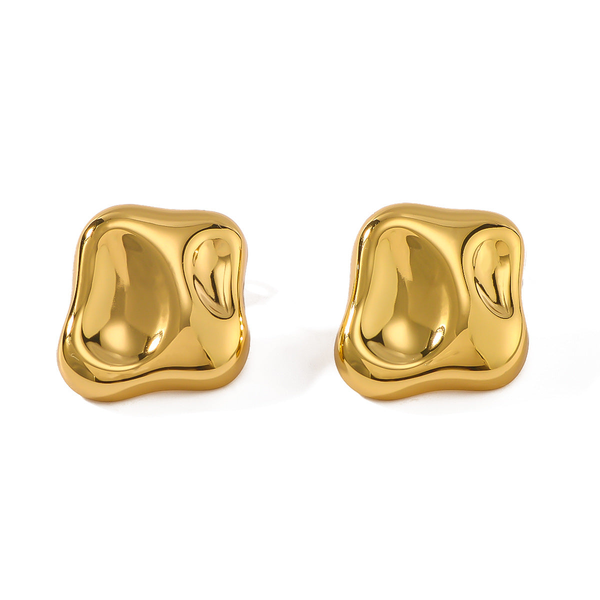 Minimalist Geometric Square Stainless Steel Earrings with 18K Gold Plating Lightweight Polished Finish