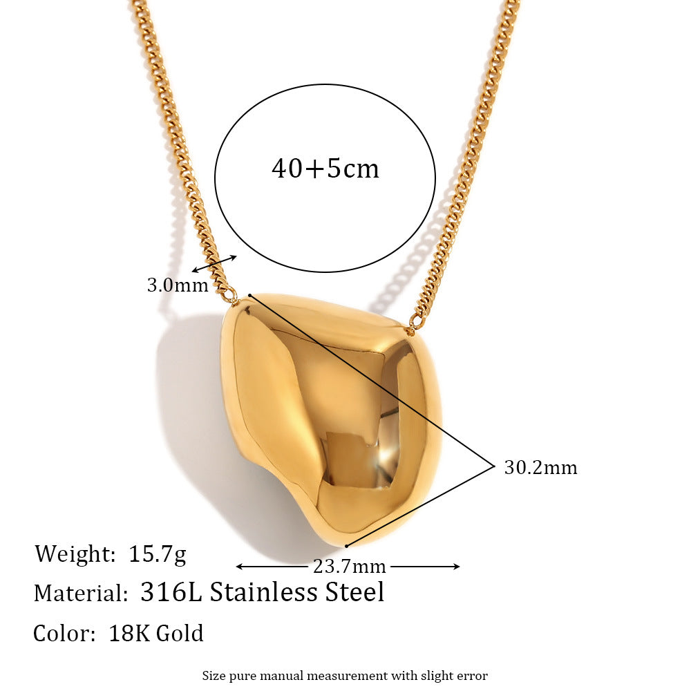 Collana con ciondolo alla moda Sole Luna Stella geometrico da donna in acciaio al titanio con finitura placcata su catena a O