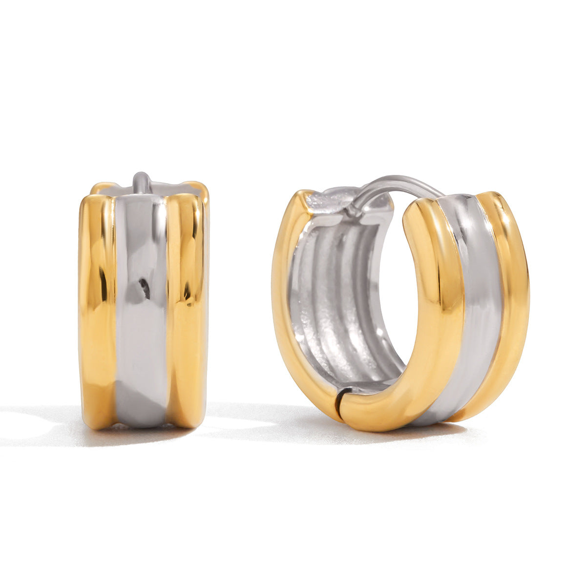 Orecchini a Cerchio Geometrici in Acciaio Inossidabile con Finitura Placcata per Donna, Accessorio di Moda Lussuoso e Minimalista