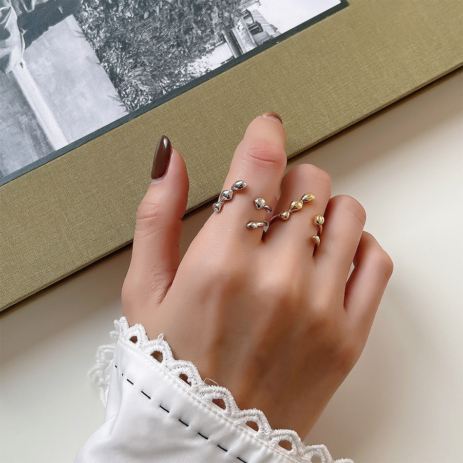 Anello in argento sterling S925 dal design a lettera dalla forma irregolare per donna, gioielli alla moda e versatili per tutti i giorni